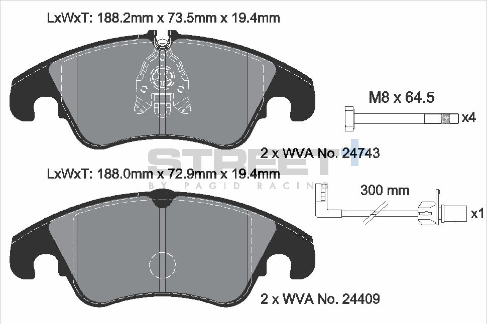 Pagid Street Plus brake pads T8093SP2001