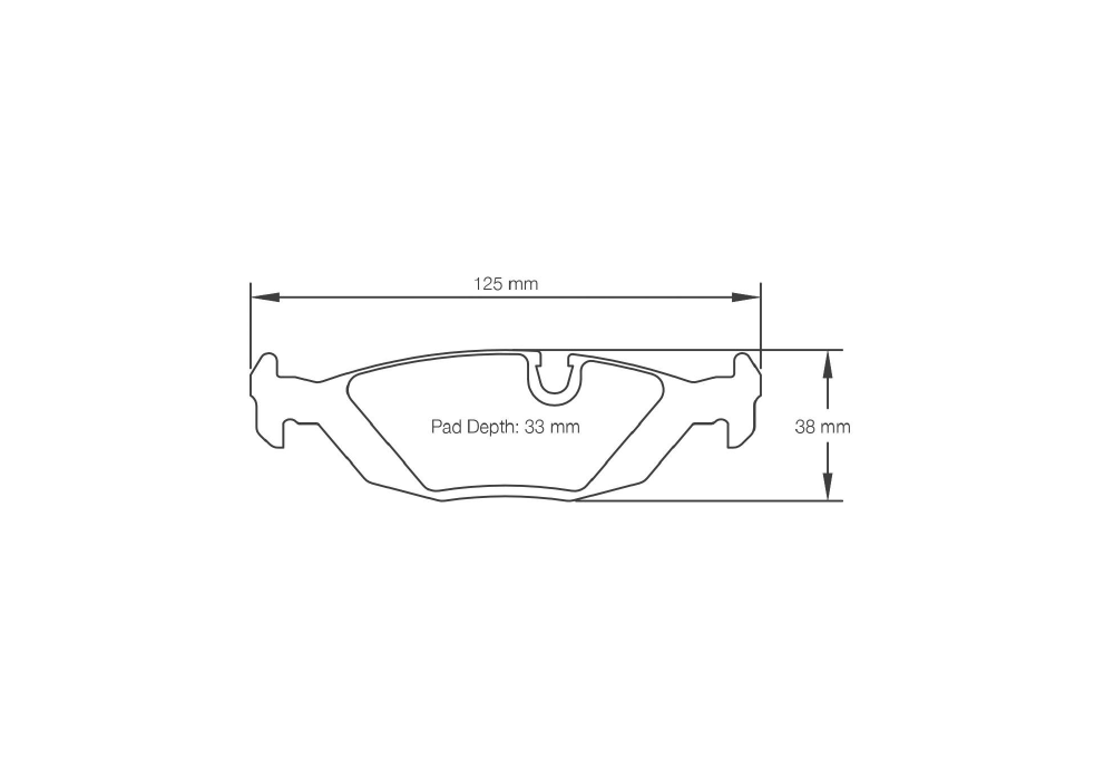 Pagid Racing Brake Pads – Shape 1141 (RSL 19) - pad shape drawing