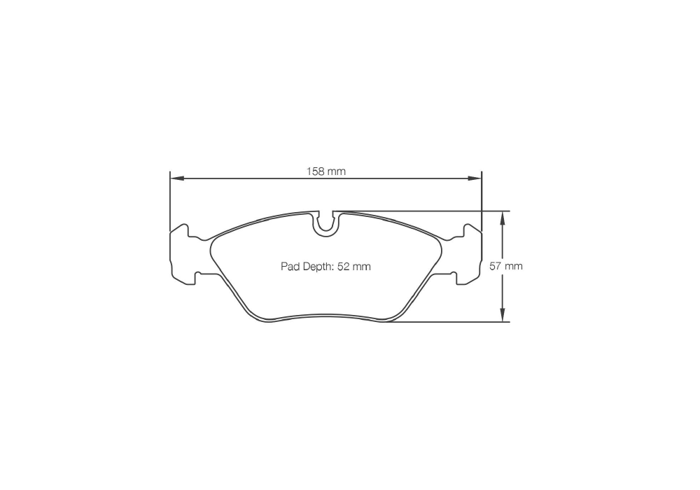 Pagid Racing Brake Pads – Shape 1144 (RSL 29, RS 42) - pad shape drawing