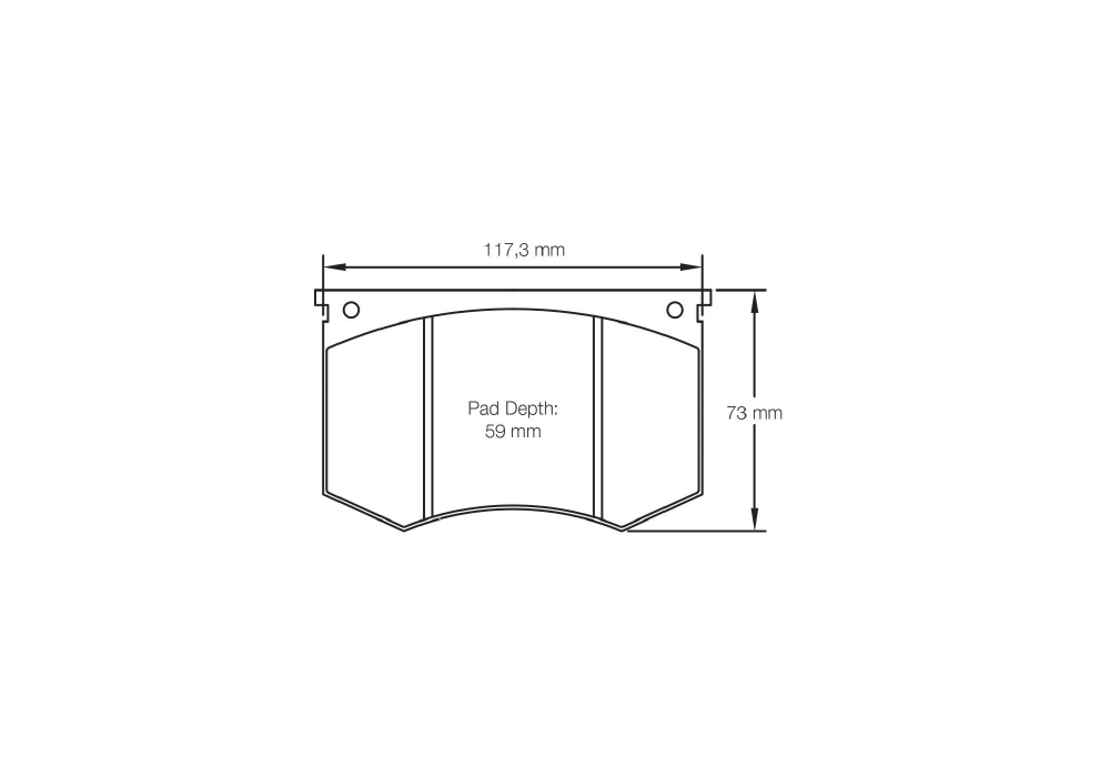 Pagid Racing Brake Pads – Shape 1191 (RSH 3, RSH 29E, RSH 42) - pad shape drawing