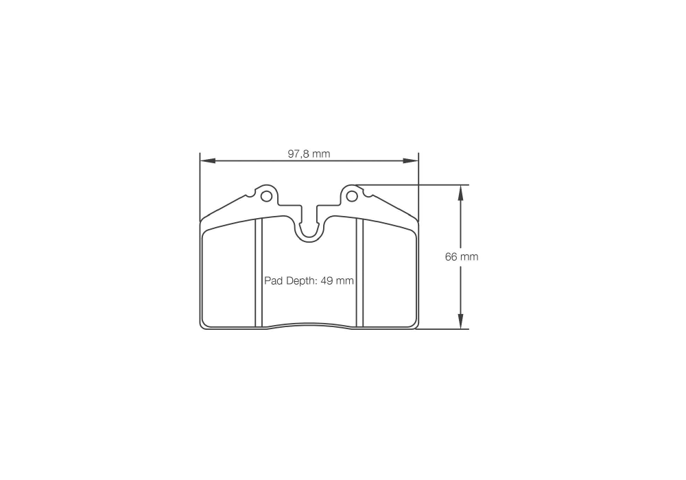 Pagid Racing Brake Pads – Shape 1203 (RSL 29, RS 42, RST 3) - pad shape drawing
