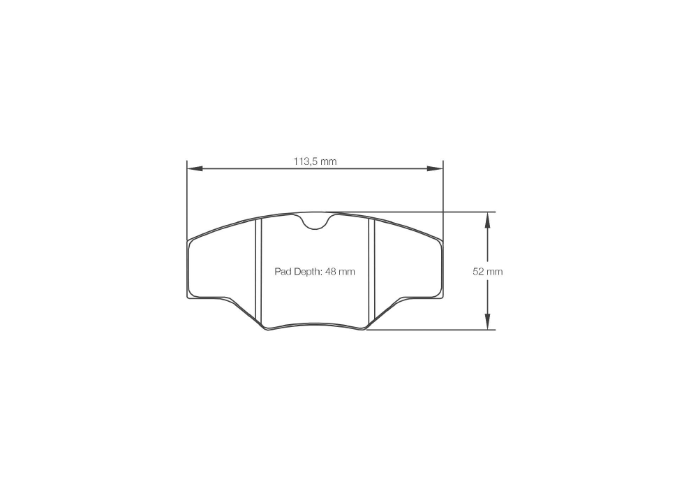 Pagid Racing Brake Pads – Shape 1265 (RSL 29, RSH 3, RSH 42, RST 1) - pad shape drawing