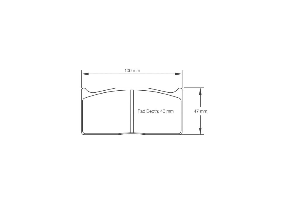 Pagid Racing Brake Pads – Shape 1283 (RS 42, RST 3, RST 4, RST 5E) - pad shape drawing