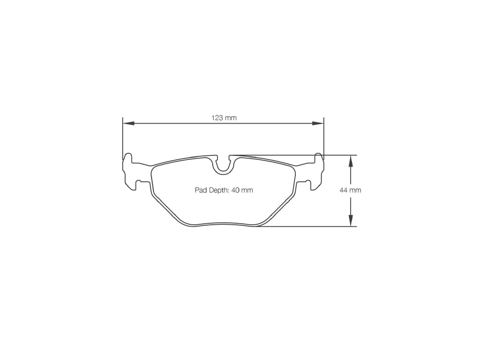 Pagid Racing Brake Pads – Shape 1285 (RSL 29, RS 42) - pad shape drawing