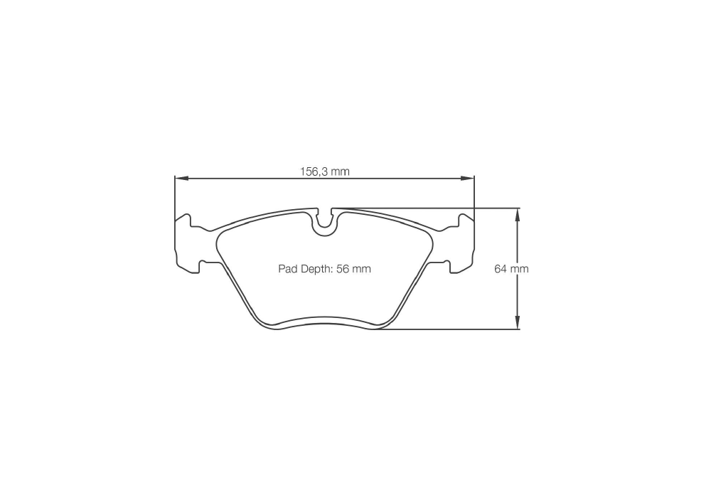 Pagid Racing Brake Pads – Shape 1295 (RSL 29, RSL 1, RST 1, RST 3) - pad shape drawing