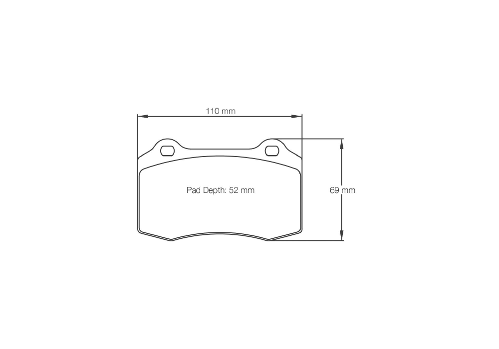 Pagid Racing Brake Pads – Shape 1408 (RSL 29, RS 42, RSL 1, RST 3) - pad shape drawing