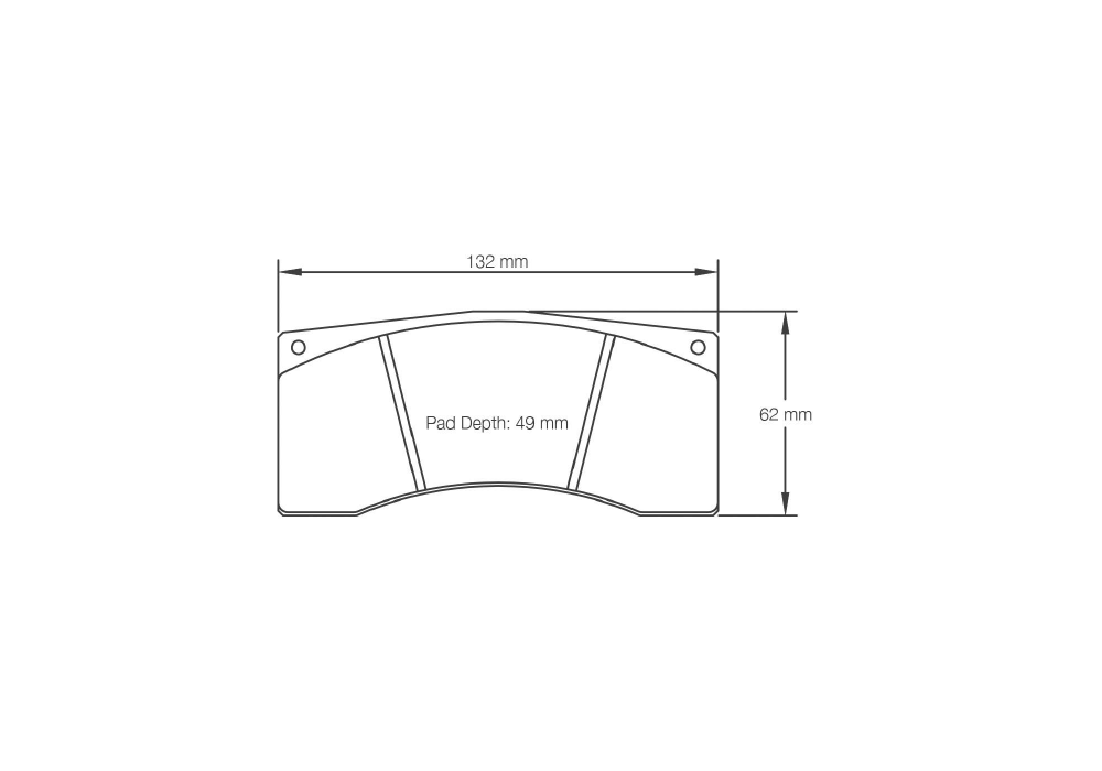 Pagid Racing Brake Pads – Shape 1607 (RSL 29, RST 5E, RST 3) - pad shape drawing