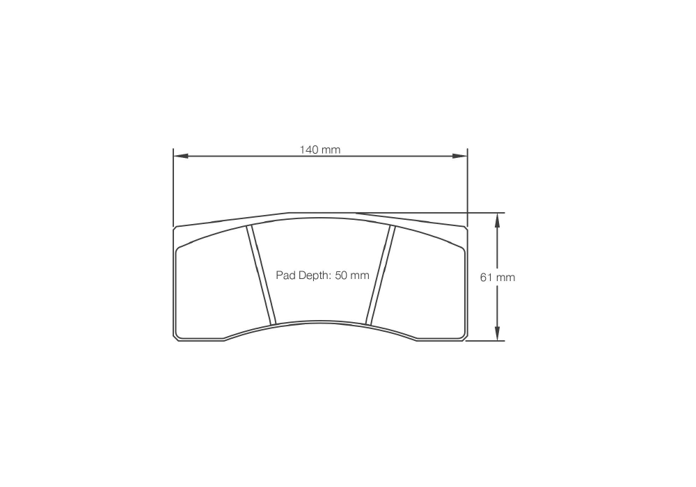 Pagid Racing Brake Pads – Shape 1616 (RST 2E, RST 5E) - pad shape drawing