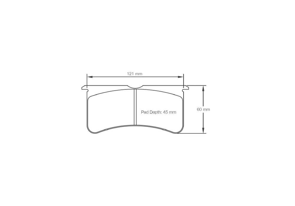 Pagid Racing Brake Pads – Shape 2555 (RSL 29, RST 3, RST 1) - pad shape drawing