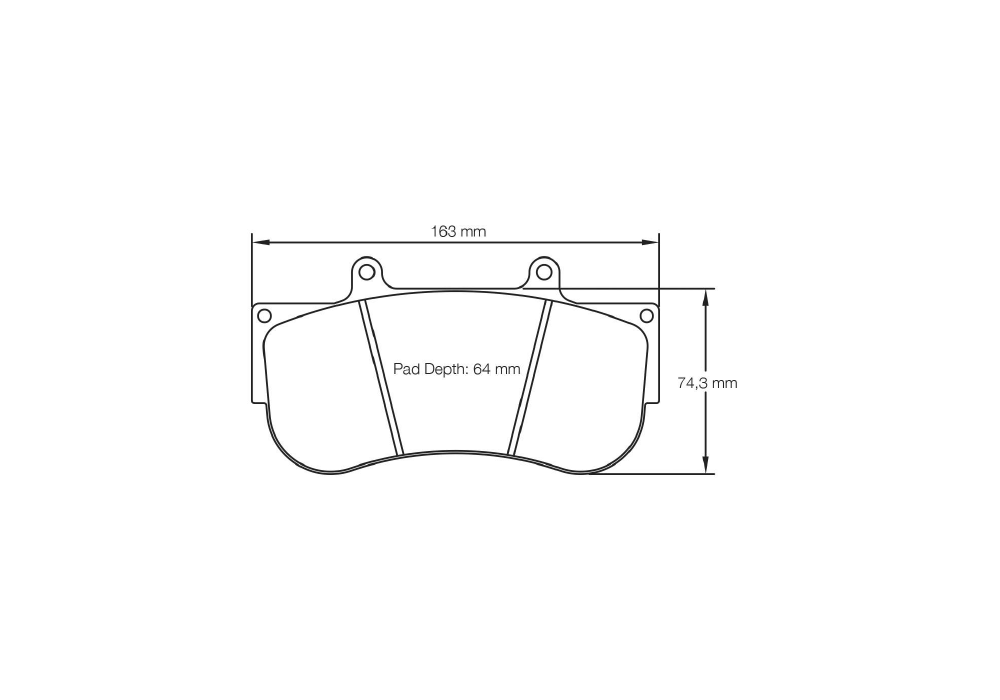 Pagid Racing Brake Pads – Shape 2564 - pad shape drawing