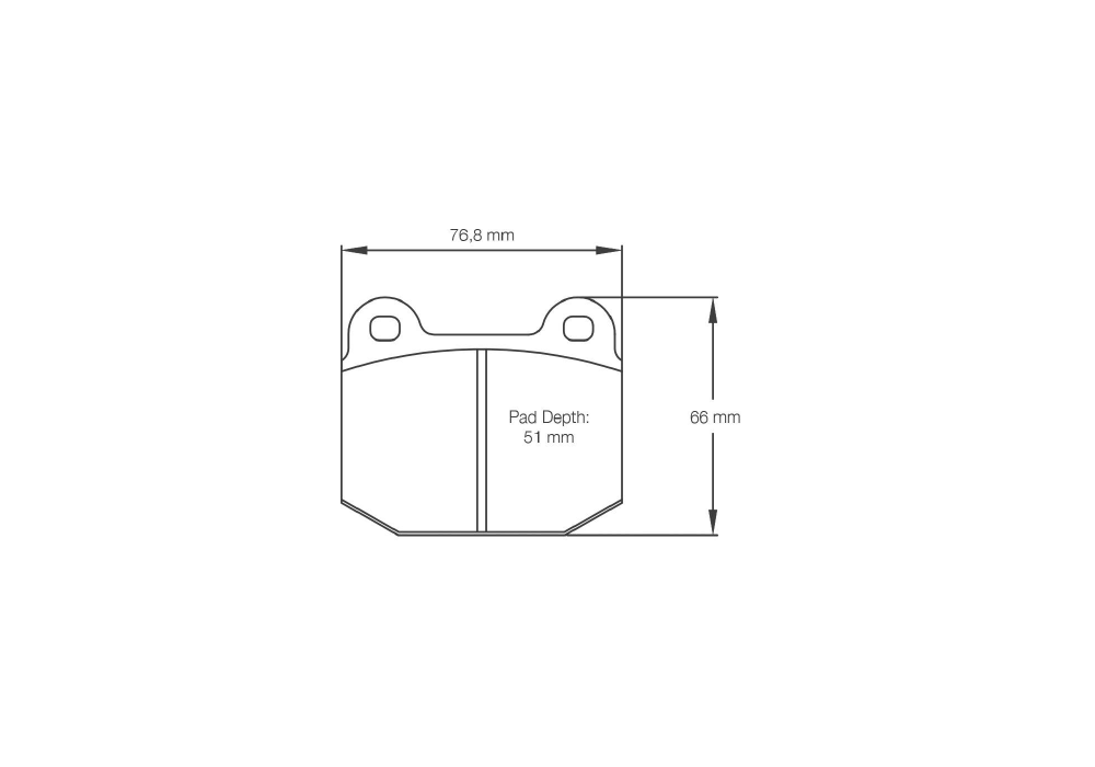 Pagid Racing Brake Pads – Shape 2593 (RS 14) - pad shape drawing
