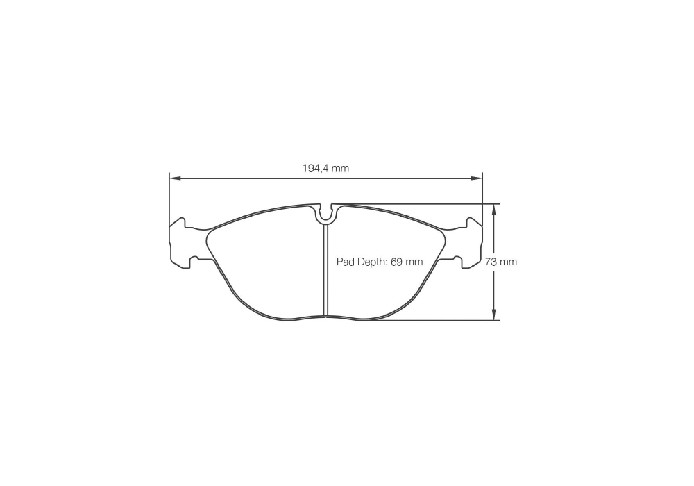 Pagid Racing Brake Pads – Shape 2830 (RSL 29) - pad shape drawing