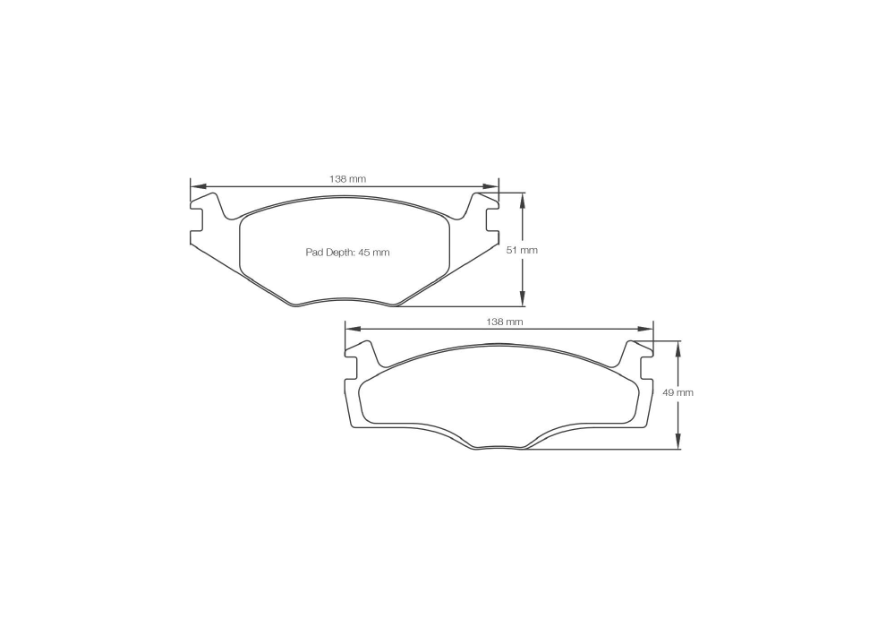 Pagid Racing Brake Pads – Shape 4011 (RSL 29) - pad shape drawing
