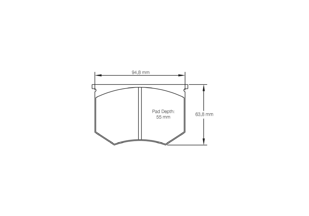 Pagid Racing Brake Pads – Shape 4508 (RSH 29E) - pad shape drawing