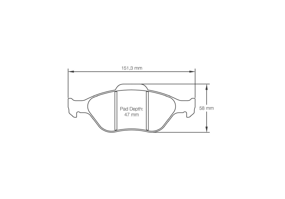Pagid Racing Brake Pads – Shape 4913 (RST 3) - pad shape drawing