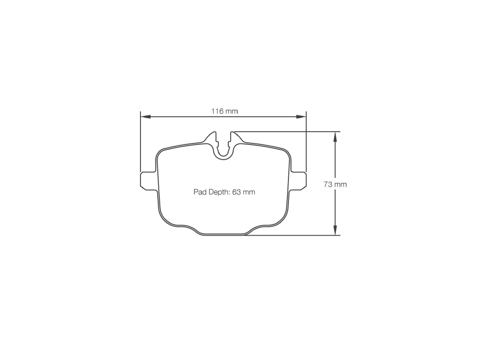 Pagid Racing Brake Pads – Shape 4932 (RSL 29, RSL 19) - pad shape drawing