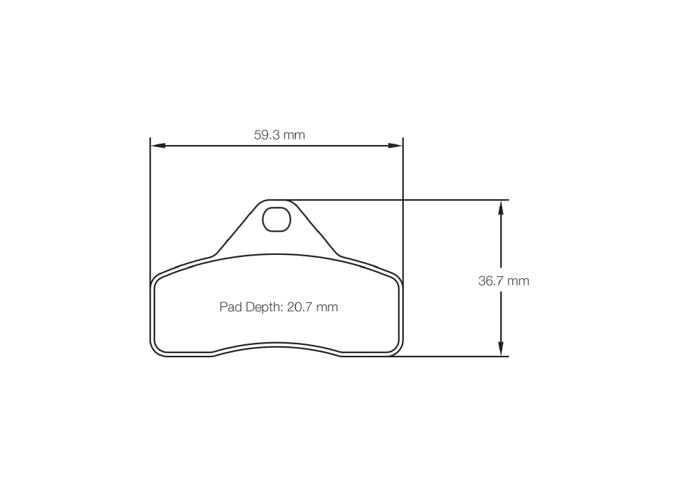 Pagid Racing Brake Pads – Shape 5102 (K 1, K 2) - pad shape drawing