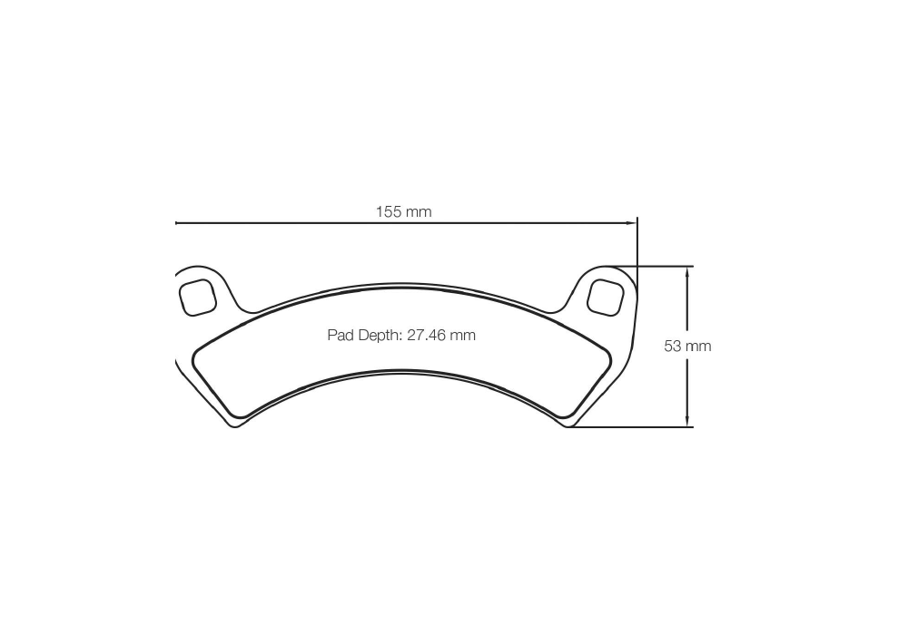 Pagid Racing Brake Pads – Shape 6001 (UT 1, UT 2) - pad shape drawing