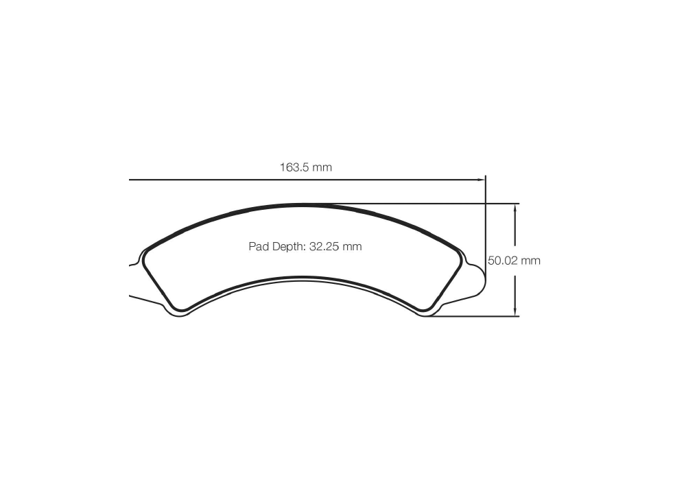 Pagid Racing Brake Pads – Shape 6002 (UT 1, UT 2) - pad shape drawing