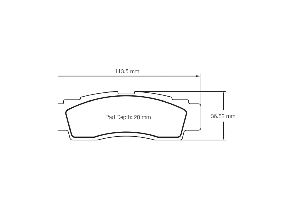 Pagid Racing Brake Pads – Shape 6003 (UT 1, UT 2) - pad shape drawing