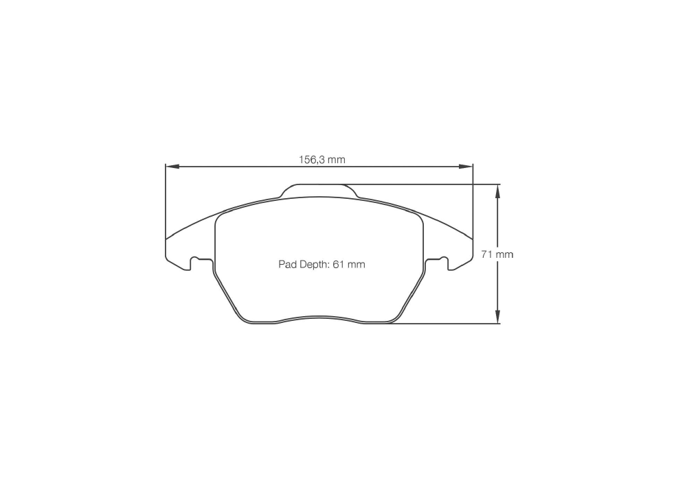Pagid Racing Brake Pads – Shape 8001 (RSL 29) - pad shape drawing