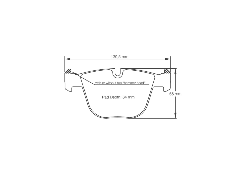 Pagid Racing Brake Pads – Shape 8021 (RSL 19, RSL 1) - pad shape drawing