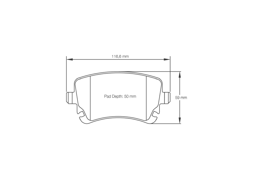 Pagid Racing Brake Pads – Shape 8039 (RSL 19, RSC 1) - pad shape drawing