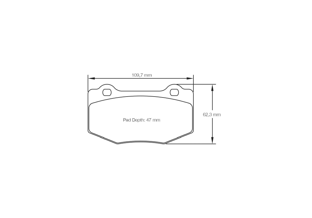 Pagid Racing Brake Pads – Shape 8208 (RSL 29) - pad shape drawing