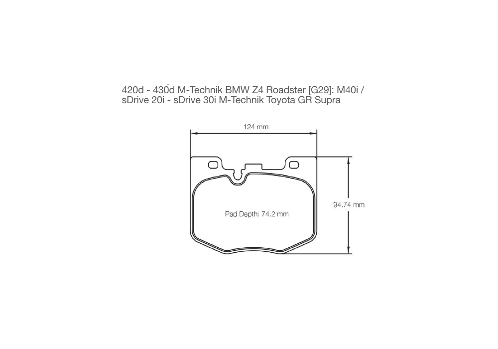 Pagid Racing Brake Pads – Shape 8275 (RSC 1, RSL 29) - pad shape drawing
